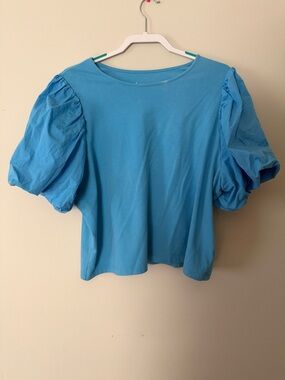 a new day Sky Blue Puff Sleeve Tee